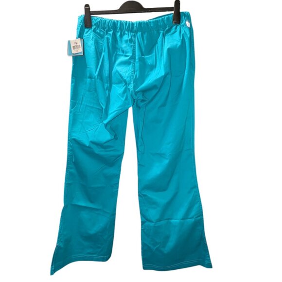 NEW MC2 MED COUTURE Real Teal Skyler Flared Leg Elastic Drawstring Scrub Pants - Picture 3 of 3